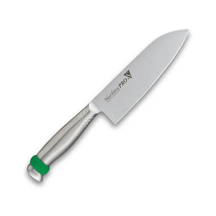 Narihira PRO シリコンリング付オールステンレス 三徳165mm グリーン FC-3082GR ナリヒラ プロ 包丁 ナイフ