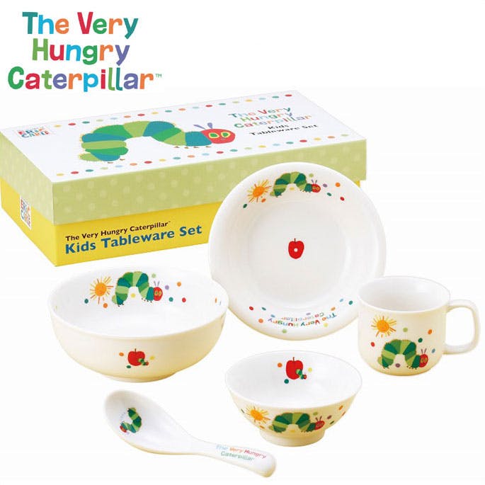はらぺこあおむし こども食器 ギフトセット 金正陶器【食器セット こども茶碗 フルーツ皿 ラーメン丼 レンゲ 子ども 子供 子供用食器 食器 皿 磁器 キャラクター グッズ エリックカール 日本製】