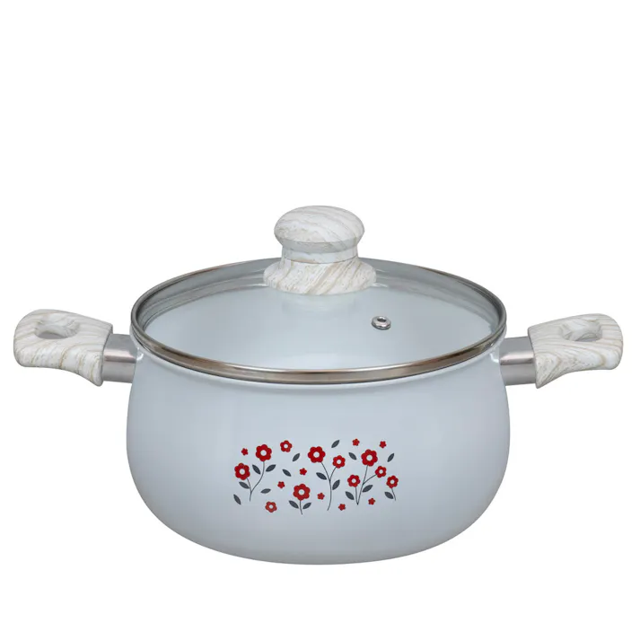 レトル IH対応 両手鍋 20cm RB-2864 レトロ 可愛い 昭和 インテリア 小さな花柄 セラミック加工 外側 ホーロー加工 和平フレイズ #4903779128646