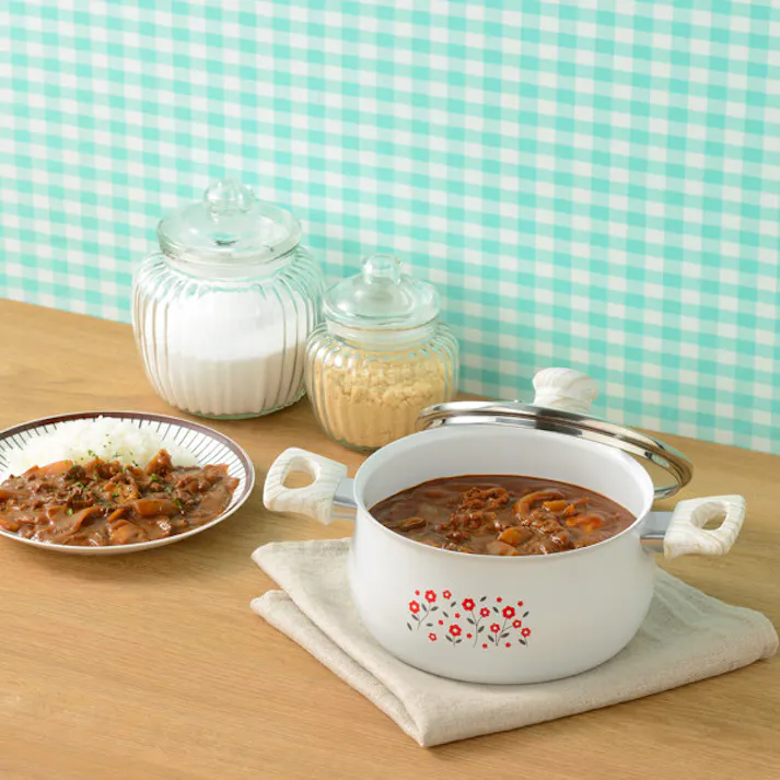 レトル IH対応 両手鍋 20cm RB-2864 レトロ 可愛い 昭和 インテリア 小さな花柄 セラミック加工 外側 ホーロー加工 和平フレイズ #4903779128646