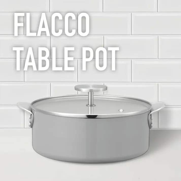 フラッコ IH対応 テーブルポット 26cm RB-3219 汚れを落としやすいセラミック加工 内面ホワイトカラー フラットな形状で収納に便利なガラス蓋付 ステンレスのハンドル・つまみ シック かわいい おしゃれ 両手鍋 和平フレイズ #4903779132193