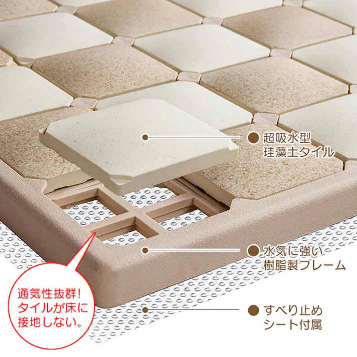 ボジョルナ 珪藻土バスマットS ベージュ(MJ-0617) 風呂上がりの足裏がさらさら 天日干しができる珪藻土バスマット 和平フレイズ #4903779806179