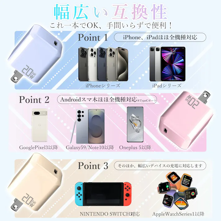 KOZUMUWAN 【30分で56%まで充電】PD 20W USB-C 急速充電器 iphone 充電器 type-c 充電器 20W 急速充電器 ipad 充電器USB PD 対応 PSE認証 アイホン 充電 ACアダプター TYPE-C スマホ 充電器 パールホワイト