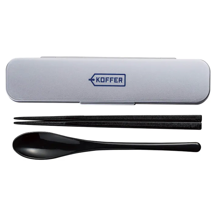 携帯箸&スプーン【KOFFER(コッファー)スプーン・箸セット】マイ箸 お弁当 オシャレ かわいい プレゼント 日本製【正和】/シルバーM #4930689272596