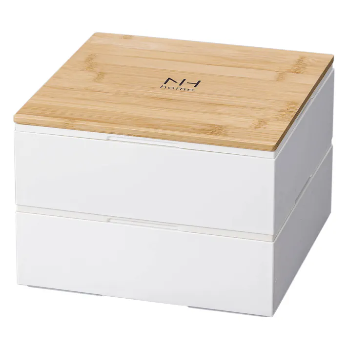 白 ホワイト 2段お重箱【NH home 18cm ojyu バンブー】重箱 二段 運動会 お弁当箱 お重箱 日本製 おしゃれ 人気 お節料理 おせち【正和】/ホワイト #4930689130032