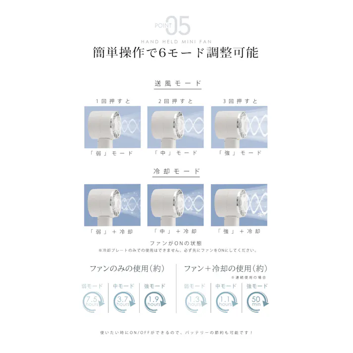 CICIBELLA シシベラ 冷却ハンディファン 冷却プレート夏用 卓上扇風機 小型 携帯扇風機 / パールレース(e2-3)