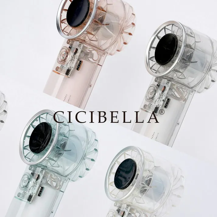 CICIBELLA シシベラ クリア ハンディファン 超大風量 首かけ 扇風機 卓上 小型扇風機 usb 携帯 首掛け 持ち運び便利 / パールレース(e4-58868)
