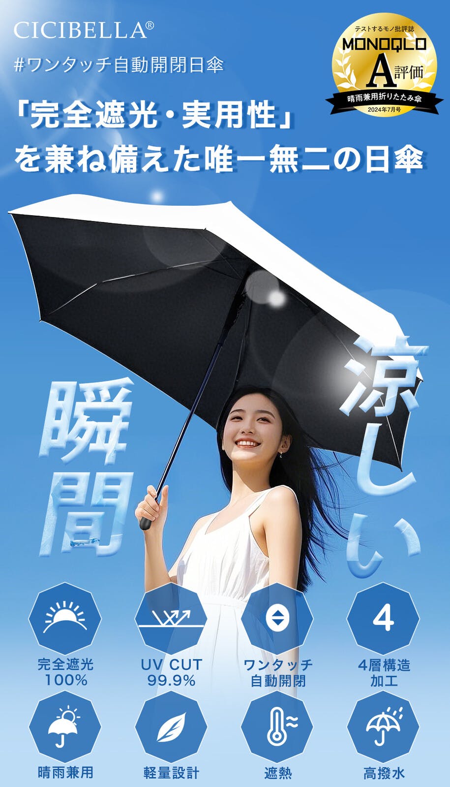 完全遮光 晴雨兼用日傘　ネイビー　しいちゃん しいちゃん 完全遮光 晴雨兼用日傘 ネイビー