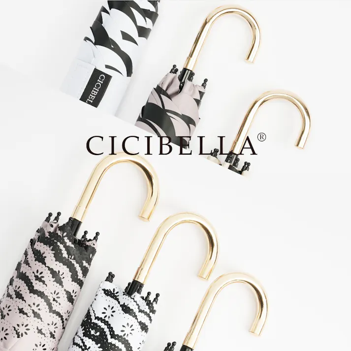 【日傘 J型 折りたたみ傘】軽量 遮光 UVカット 完全遮光 晴雨兼用 / J型 フリル スノーグレー(k12-58929) CICIBELLA シシベラ