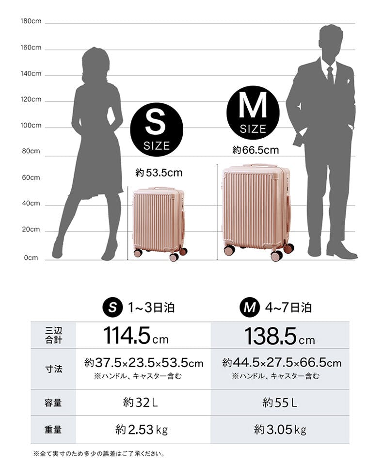 MENU イシャスベース　Sサイズ　正規品 CICIBELLA シシベラ スーツケース キャリーケース【32L+55Lサイズ】大