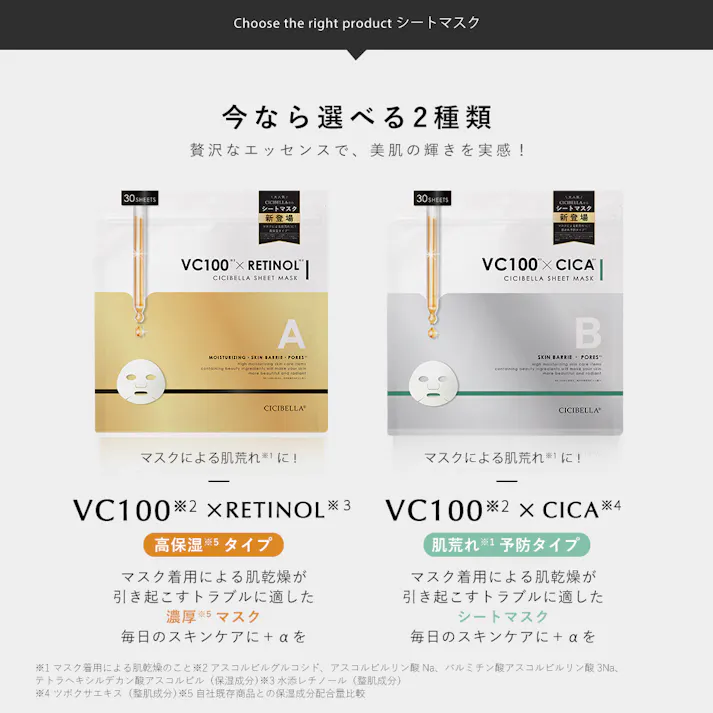 CICIBELLA シシベラ【シートマスク 30枚】大容量 高保湿 マスク VC100 フェイスパック / CICA(zhmm30b-)
