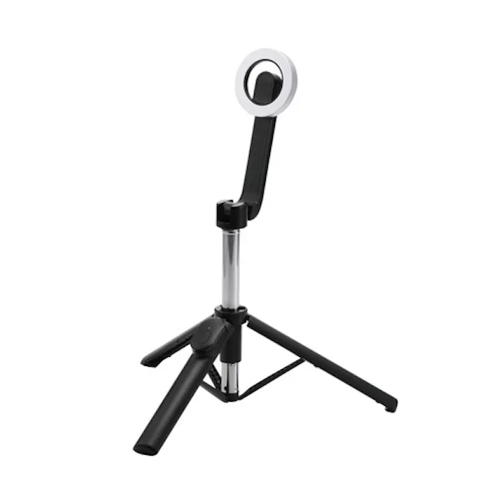 三脚自撮リ棒 マグネット スマホスタンド 最大970mm 360度回転 ブラック