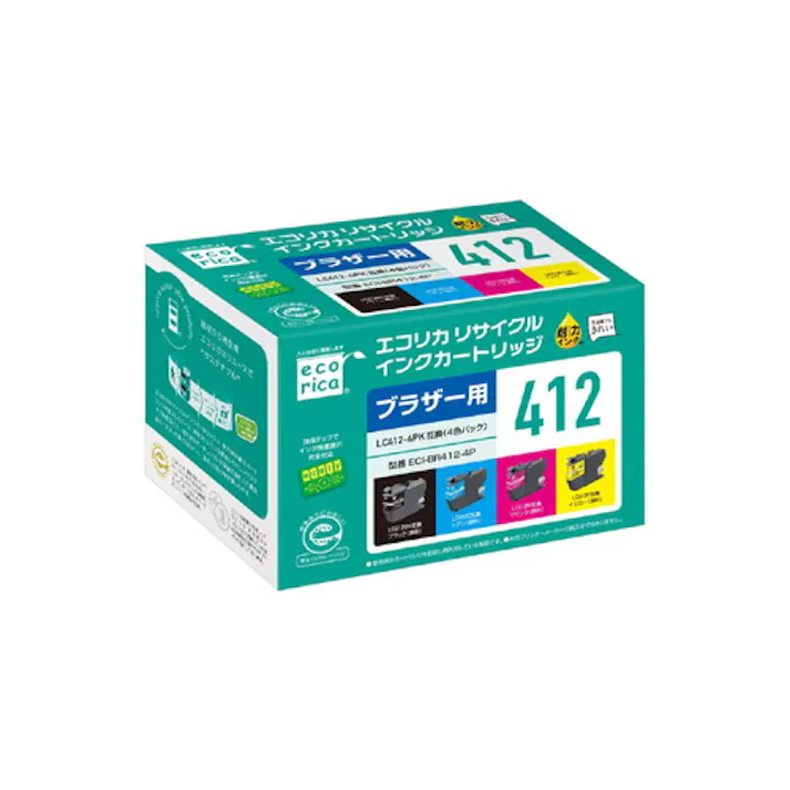 インク brother LC412-4PK 互換 リサイクル 4色パック 残量表示機能