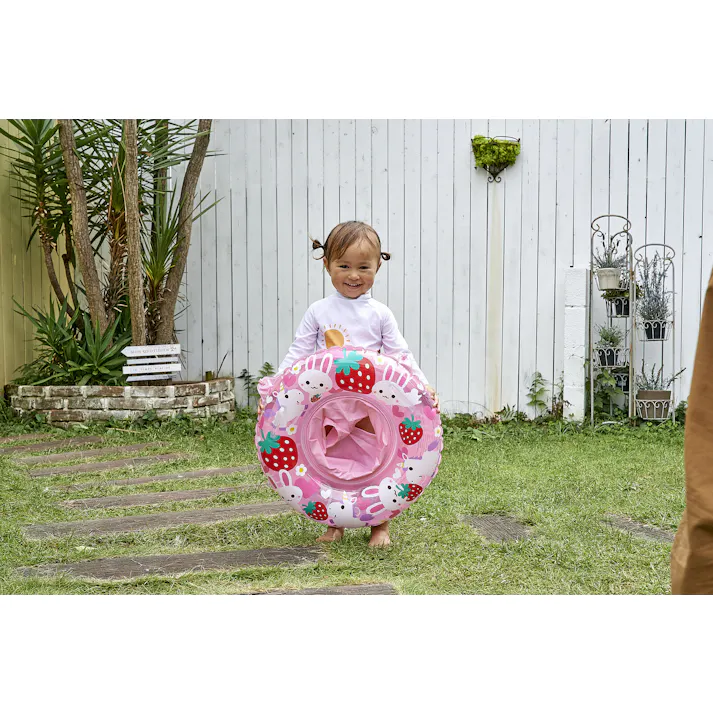 【座付浮輪 ベビー ウキワ 浮き輪 うきわ(いちごフレンズ)】 ベビーでもこれがあれば安心 #4970134340173 イガラシ