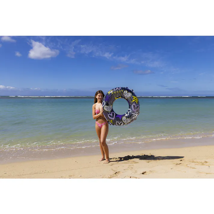 【男女問わず大人が使えるサイズの浮輪 ハートゼブラ ウキワ 浮き輪 うきわ90cm】 ビーチ 海 プール グッズ 水遊び 幼児 子供 男子 大人 女子 #4970134430560 イガラシ