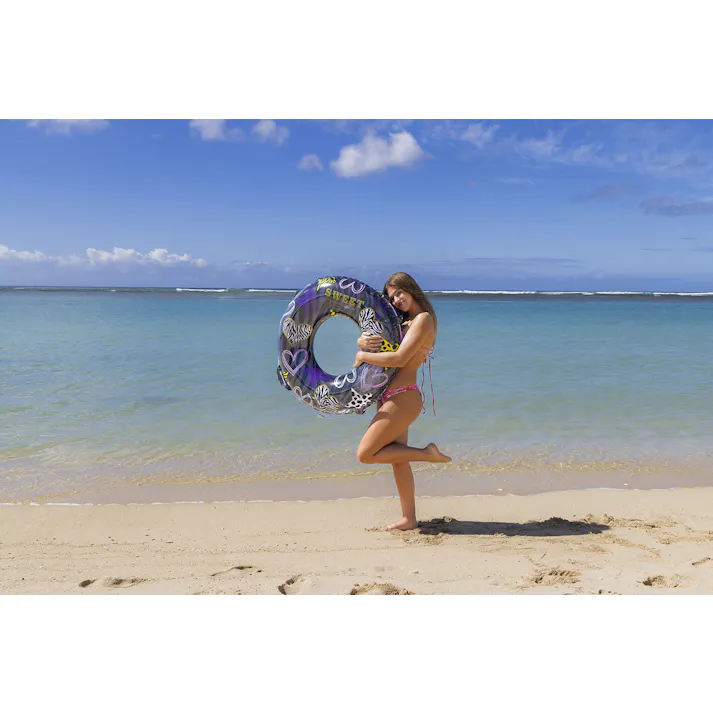 【男女問わず大人が使えるサイズの浮輪 ハートゼブラ ウキワ 浮き輪 うきわ90cm】 ビーチ 海 プール グッズ 水遊び 幼児 子供 男子 大人 女子 #4970134430560 イガラシ