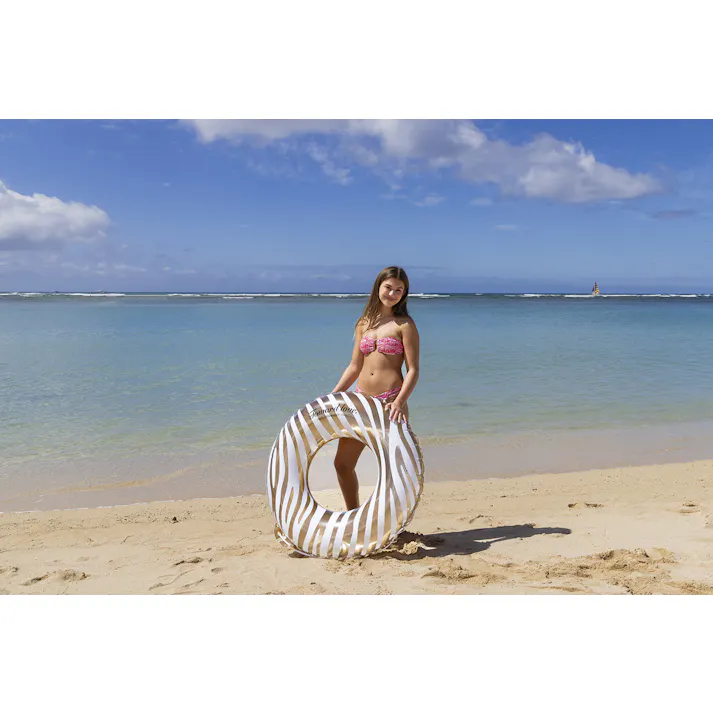 【男女問わず大人が使えるサイズの浮輪 ゴールドゼブラ ウキワ 浮き輪 うきわ 100cm】 ビーチ 海 プール グッズ 水遊び 幼児 子供 男子 大人 女子 #4970134430607 イガラシ