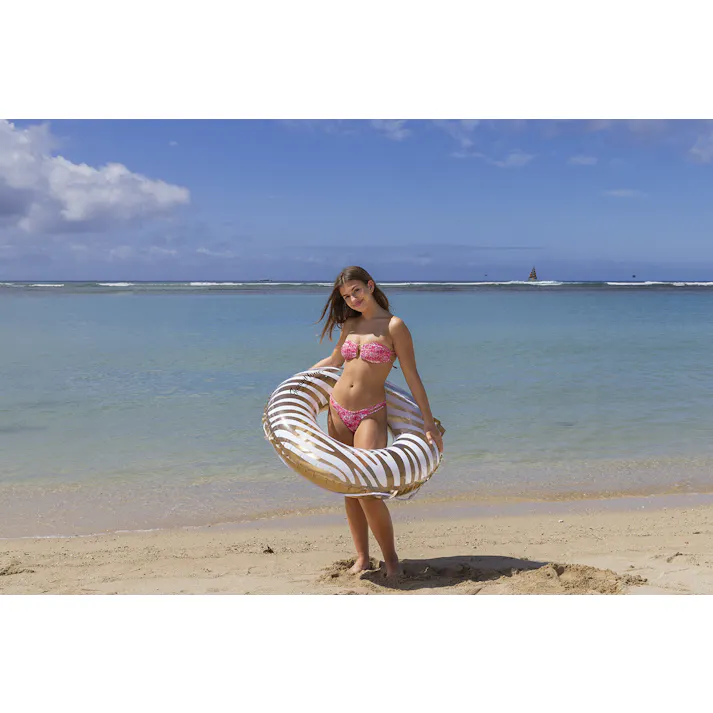 【男女問わず大人が使えるサイズの浮輪 ゴールドゼブラ ウキワ 浮き輪 うきわ 100cm】 ビーチ 海 プール グッズ 水遊び 幼児 子供 男子 大人 女子 #4970134430607 イガラシ