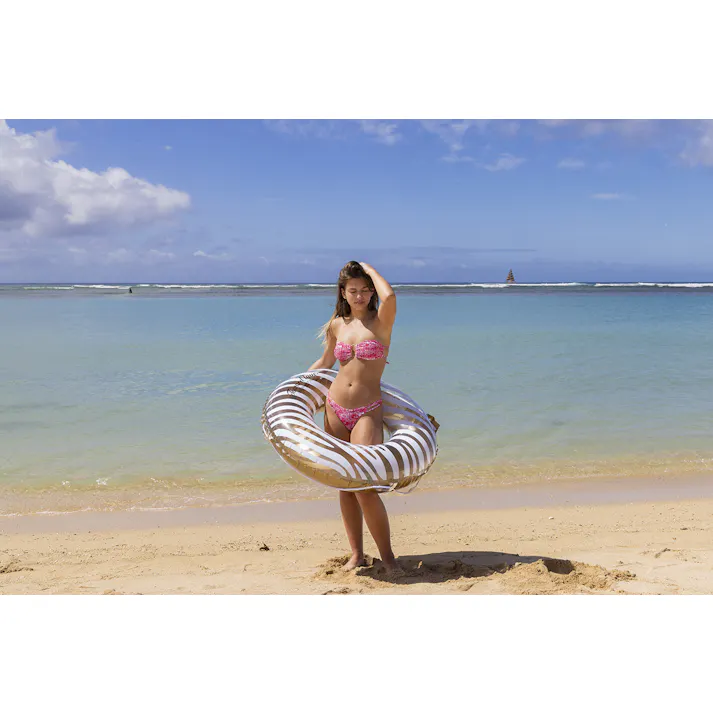 【男女問わず大人が使えるサイズの浮輪 ゴールドゼブラ ウキワ 浮き輪 うきわ 100cm】 ビーチ 海 プール グッズ 水遊び 幼児 子供 男子 大人 女子 #4970134430607 イガラシ