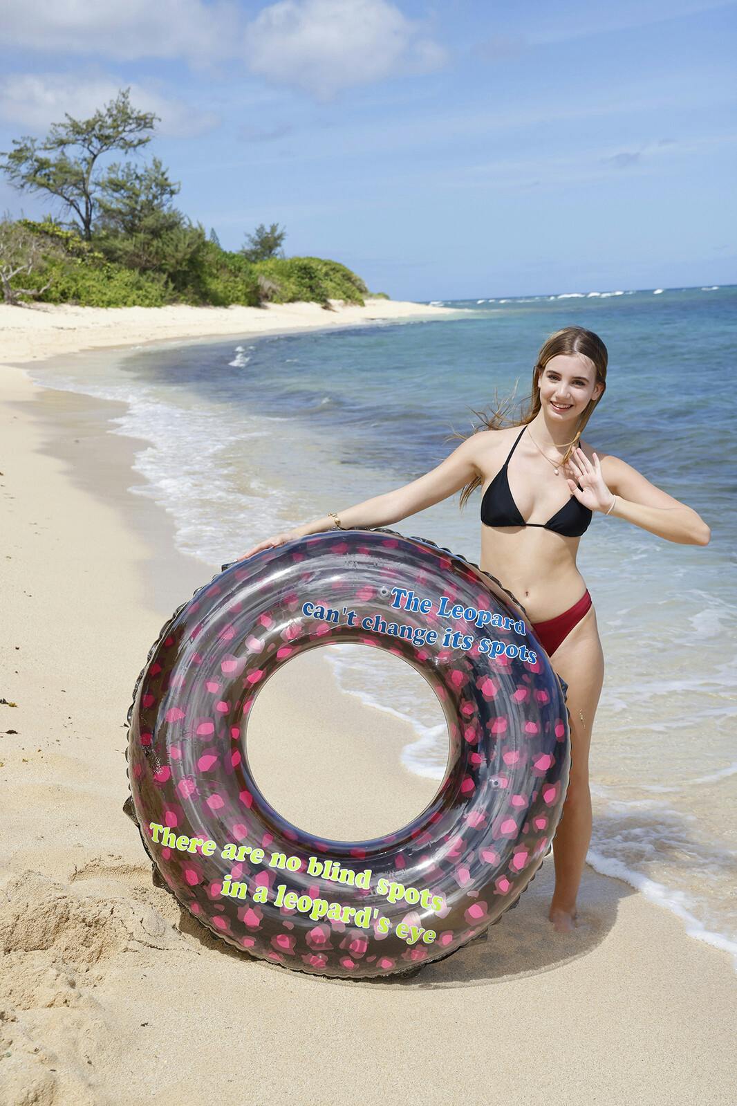 WonderShowcase　浮き輪プレネールさん 男女問わず大人が使えるサイズの浮輪 ピンクレオパード ウキワ 浮き輪