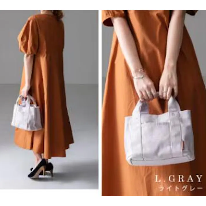 トートバッグ ミニバッグ キャンバス 大人気 仕切り ミニトートバッグ LIZDAYS リズデイズかわいい おしゃれ 女子 シンプル 北欧 /ライトグレー #lz-7030-lgy