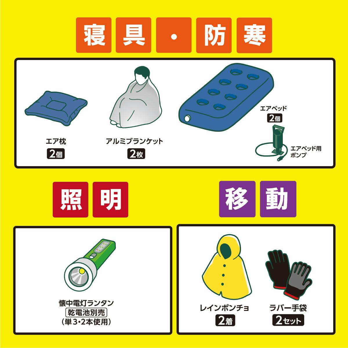 防災セット アイリスオーヤマ【2人用 42点セット】【もしもの