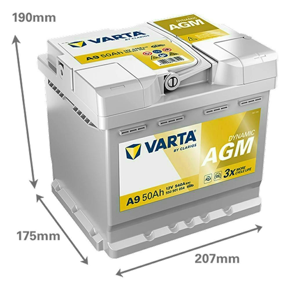 ドイツ製 VARTA バッテリー 550-901-054 A9 AGM 50Ah バルタ