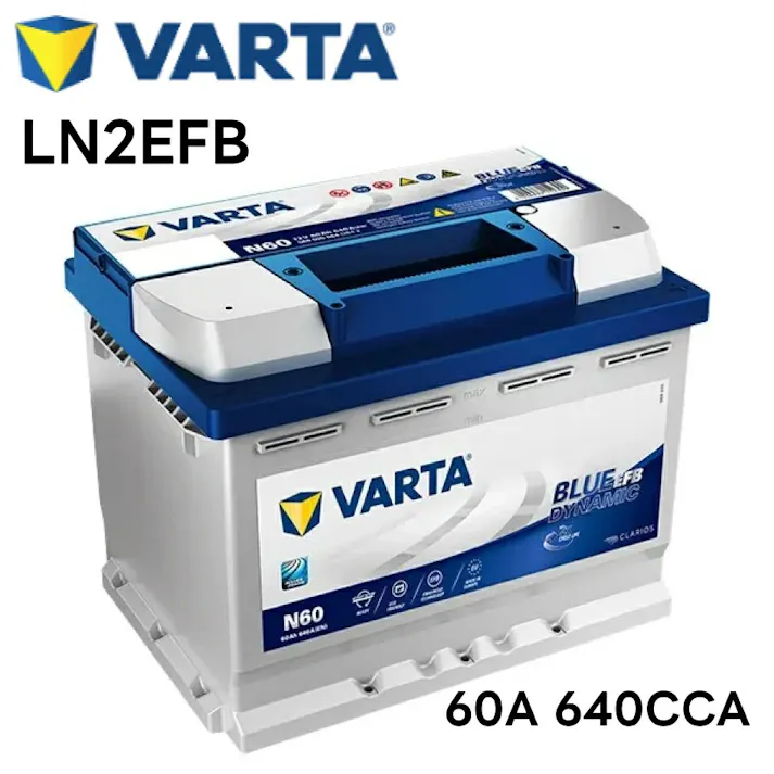 VARTA LN2 EFB バッテリー ブルーダイナミック N60 バルタ 60A 640CCA 560500064 サイズ:W 242mm×D175mm×H190mm ヨーロッパ製 欧州車用 高性能 アイドリングストップ 車 カーバッテリー バッテリー本体
