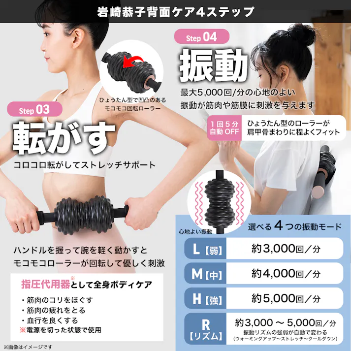 【岩崎恭子プロデュース Breast Top パーフェクトローラー(コードレス電動スティックローラー)】 ちあふる 岩崎恭子監修 Perfect Roller ボディメンテナス 筋膜 リリース ストレッチ 首 肩 背中 背面ケア 僧帽筋 広背筋 JAN:4562264774319