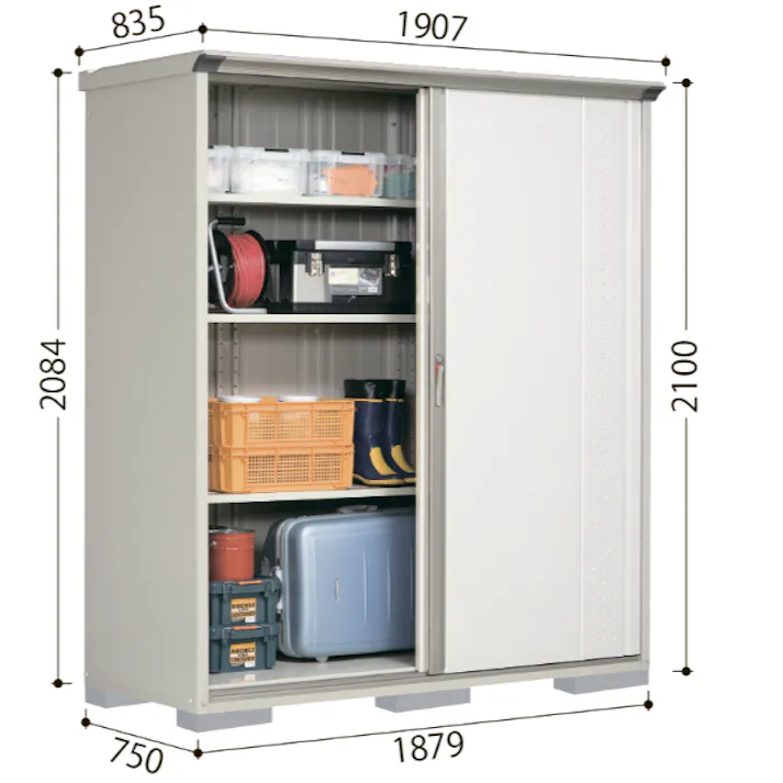 田窪工業所 タクボ物置 グランプレステージ ジャンプ GP-95DT たて置きタイプ(ネット棚) 扉カラー:シルクホワイト