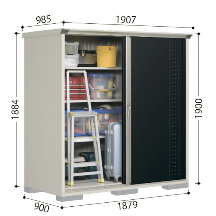 田窪工業所 タクボ物置 グランプレステージ ジャンプ GP-97AF 全面棚タイプ 扉カラー:ムーンホワイト