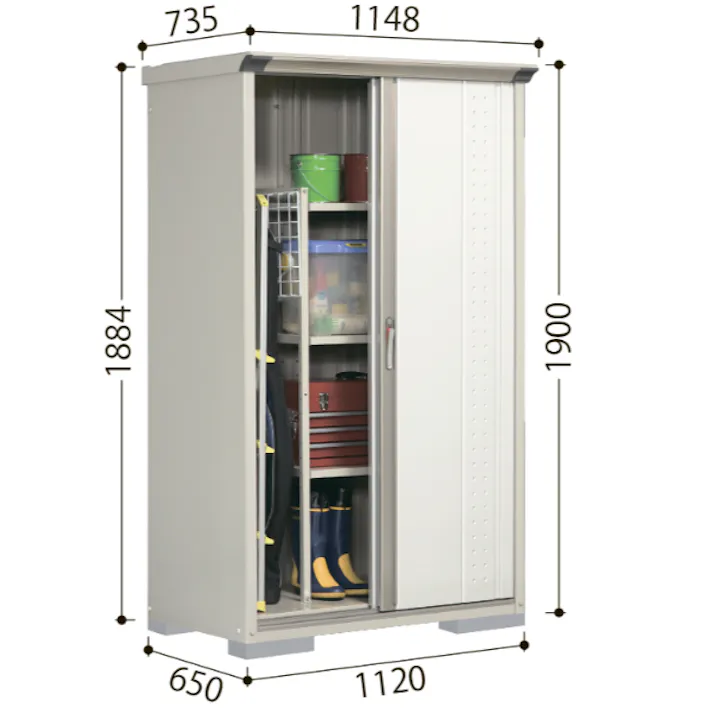 田窪工業所 タクボ物置 グランプレステージ ジャンプ GP-135BT たて置きタイプ(ネット棚) 扉カラー:トロピカルオレンジ