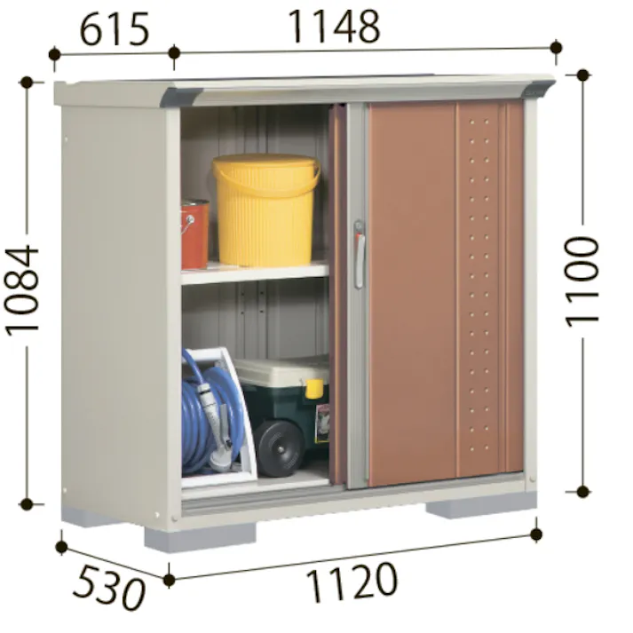 田窪工業所 タクボ物置 グランプレステージ ジャンプ GP-135AF 全面棚タイプ 扉カラー:カーボンブラウン