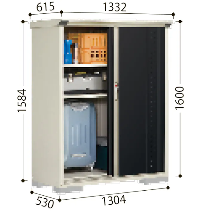 田窪工業所 タクボ物置 グランプレステージ ジャンプ GP-137CT たて置きタイプ(ネット棚) 扉カラー:トロピカルオレンジ