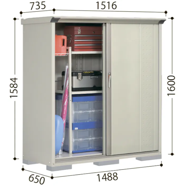 田窪工業所 タクボ物置 グランプレステージ ジャンプ GP-159BF 全面棚タイプ 扉カラー:カーボンブラウン