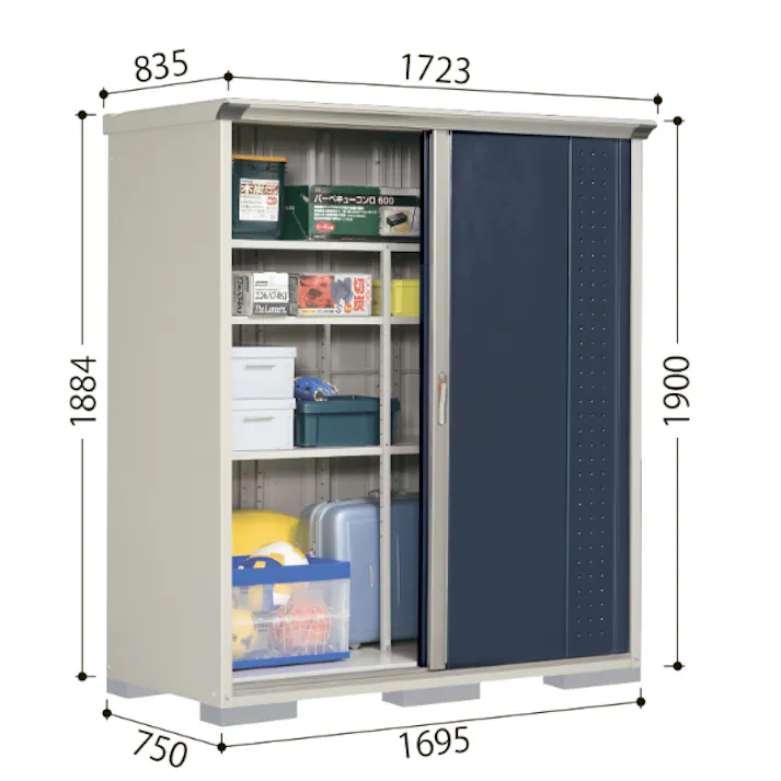 田窪工業所 タクボ物置 グランプレステージ ジャンプ GP-179HF 全面棚タイプ 扉カラー:カーボンブラウン