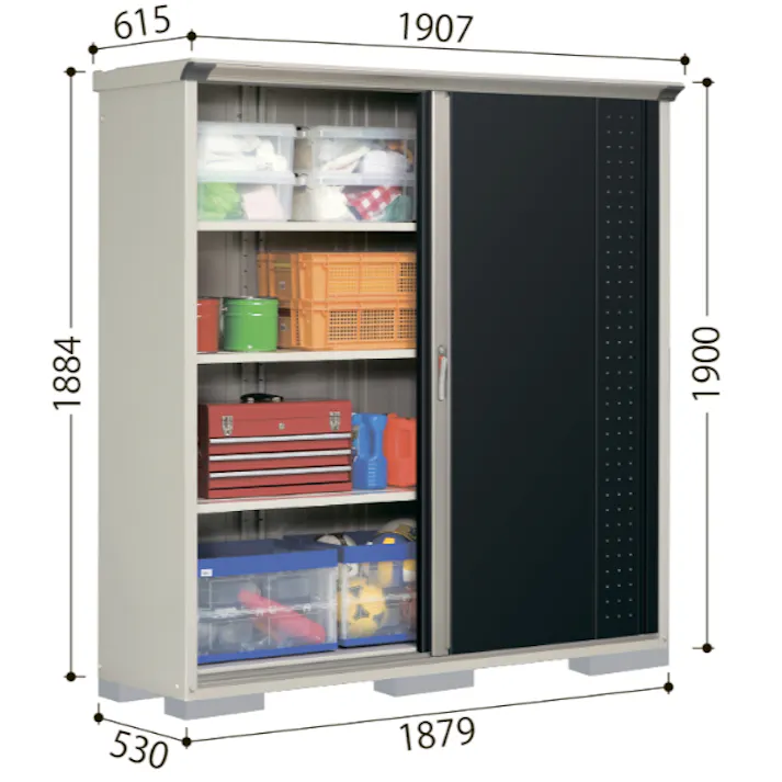 田窪工業所 タクボ物置 グランプレステージ ジャンプ GP-199HF 全面棚タイプ 扉カラー:ナイトブラック