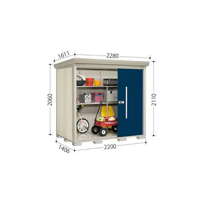 田窪工業所 タクボ物置 Mr.ストックマン ダンディ 背面棚タイプ ND-SZ2214 多雪型 結露減少屋根 扉カラー:カーボンブラウン