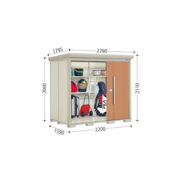 田窪工業所 タクボ物置 Mr.ストックマン ダンディ 側面棚タイプ ND-SZ2215Y 多雪型 結露減少屋根 扉カラー:カーボンブラウン