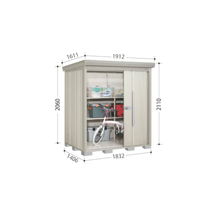田窪工業所 タクボ物置 Mr.ストックマン ダンディ 背面棚タイプ ND-1814 一般型 標準屋根 扉カラー:ナイトブラック