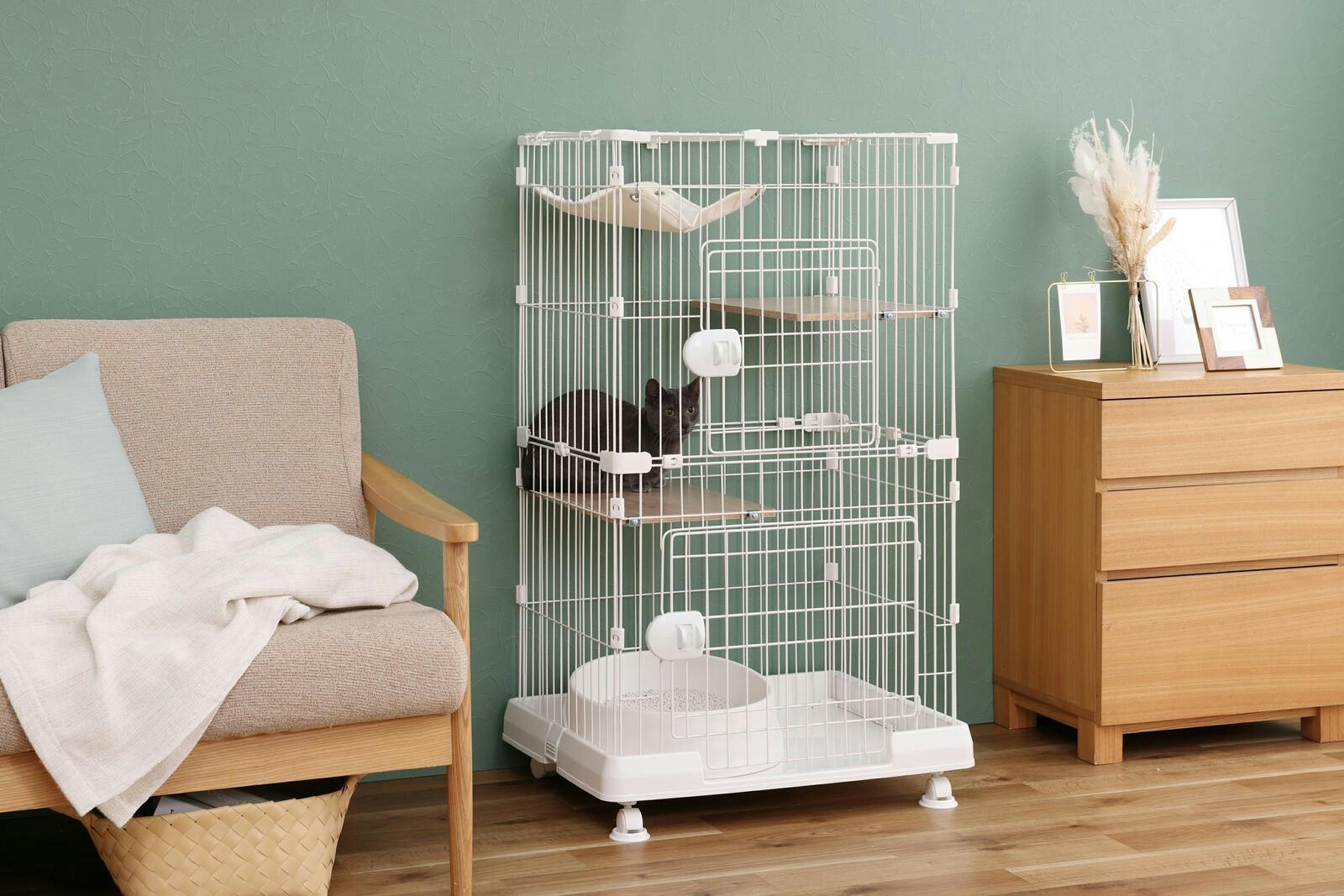 INPET Cat Mini キャットケージ ハンモック付き ブラウン dショッピング |【即納】 ハンモック付 2段 コンパクト キャット