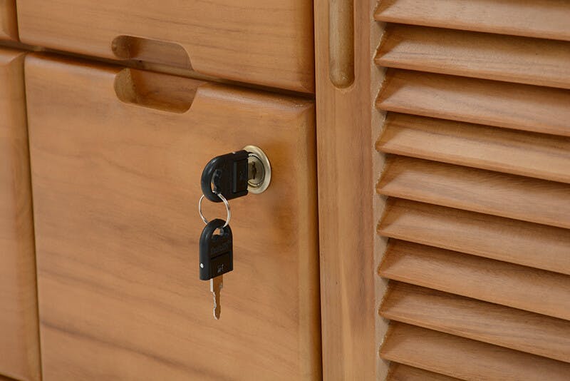 天然木 鍵付き 引き出し いっぱい FAX台 コンセント付き 76cm幅