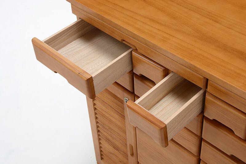 天然木 鍵付き 引き出し いっぱい FAX台 コンセント付き 96cm幅