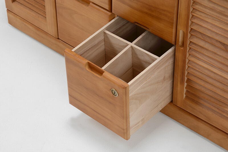 天然木 鍵付き 引き出し いっぱい FAX台 コンセント付き 96cm幅