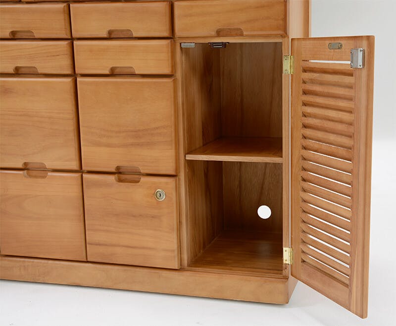 天然木 鍵付き 引き出し いっぱい FAX台 コンセント付き 96cm幅