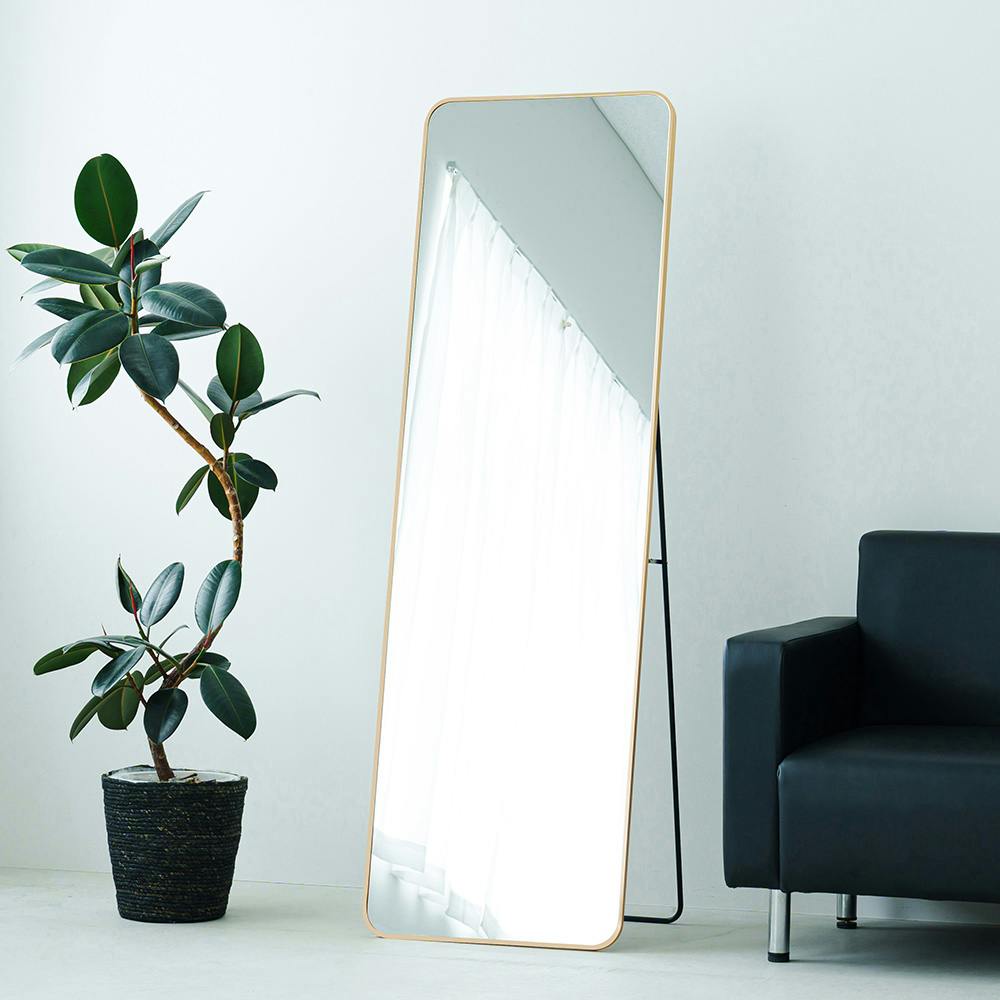 スタンドミラールーミー(スクエア) [ゴールド]】幅50.5×奥2.9