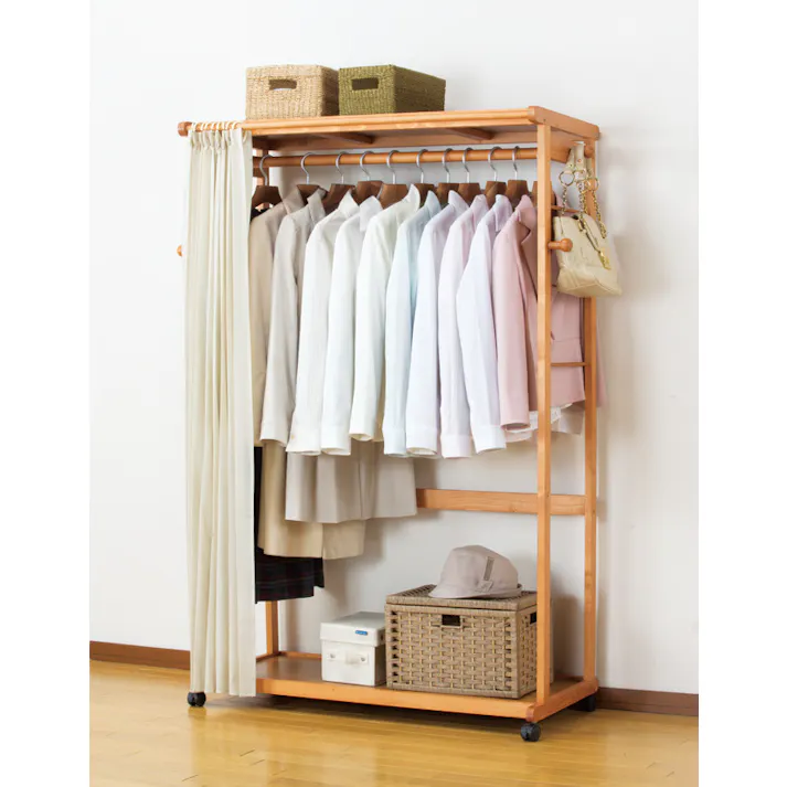 C・H・R 天然木カーテン付きシングルハンガー 110cm幅 #4589978091754 flife