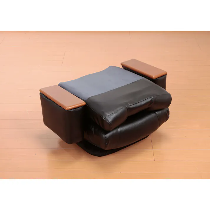 天然木肘付きリクライニング回転座椅子 ブラック #4589978101934 flife