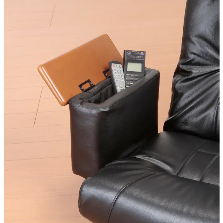 天然木肘付きリクライニング回転座椅子 ブラック #4589978101934 flife