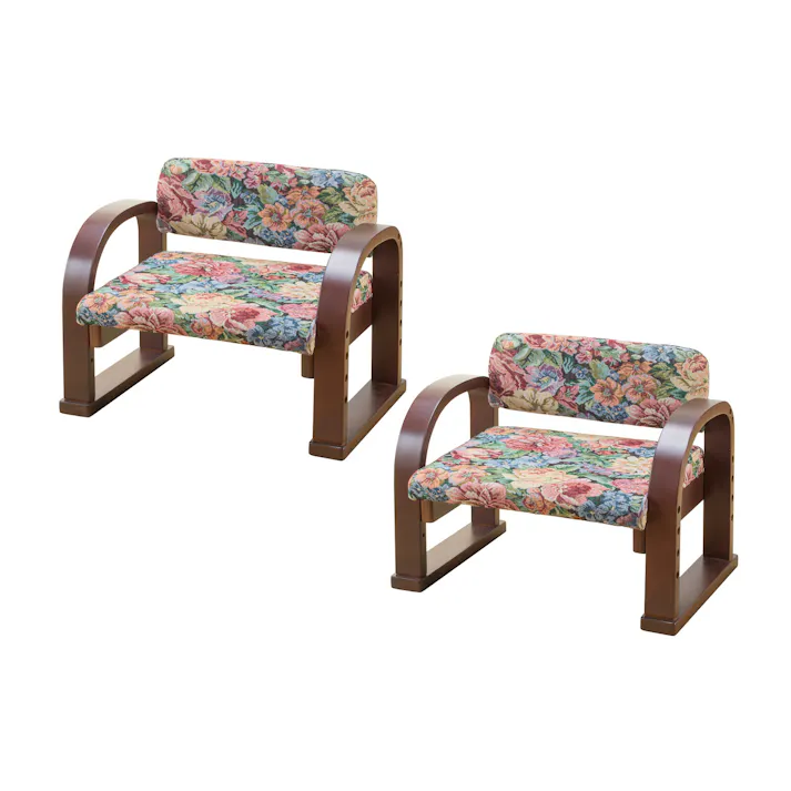 天然木立ち座り楽ちん座椅子 日本製 同色2脚組 ゴブラン #4589978828374 flife